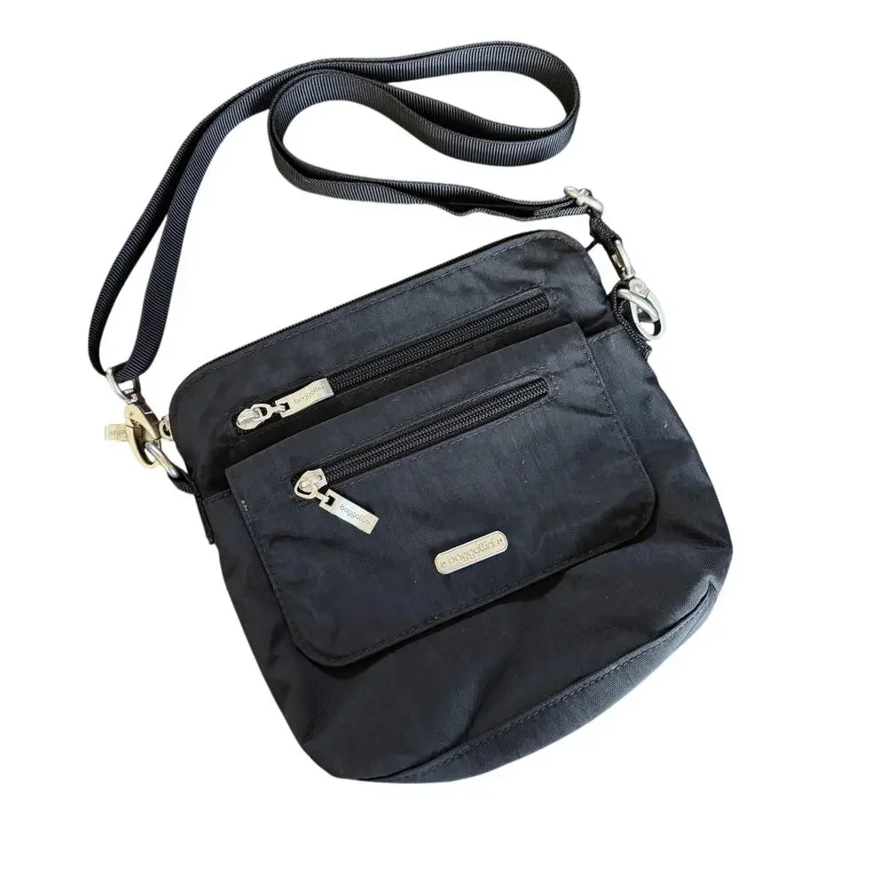 Baggallini Crossbody Bag Womens Medium Black Nylon RFID Travel Zip Pockets